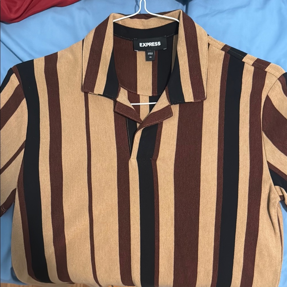 Express Casual Brown and Black Button Down Shirt